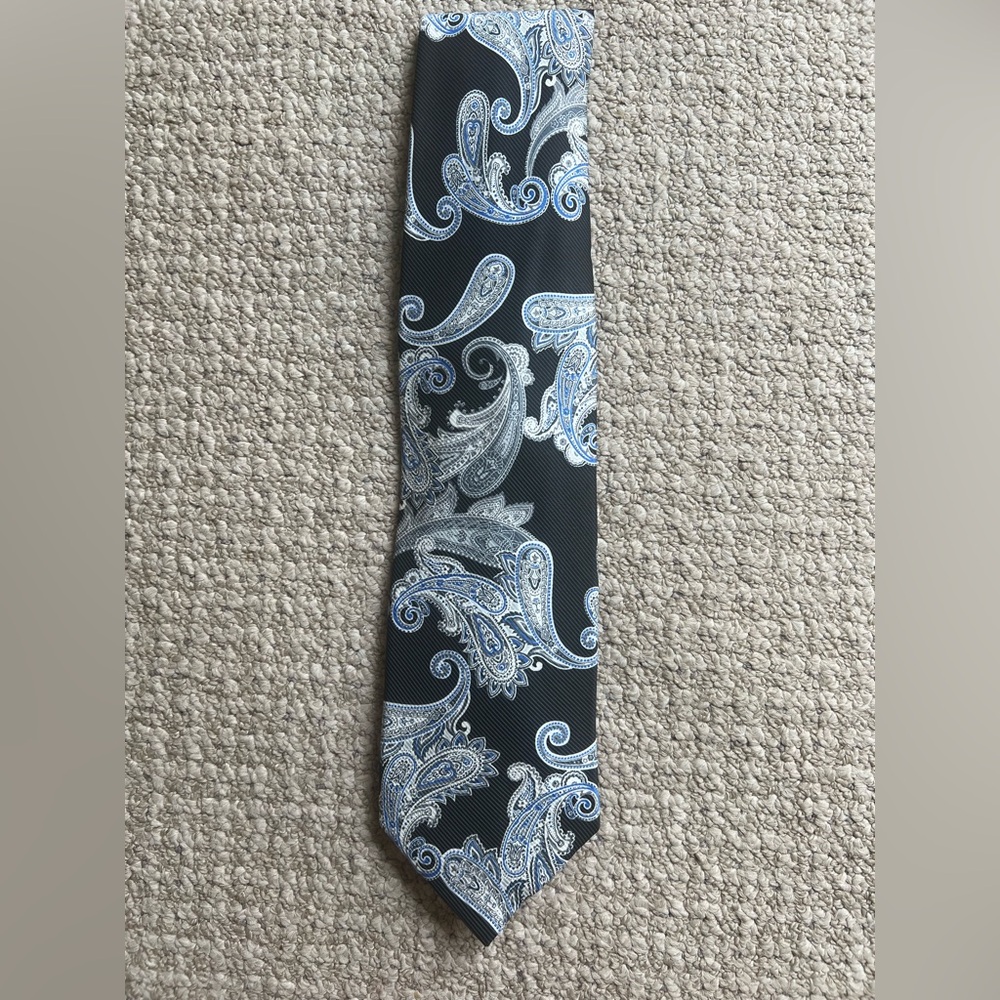 Nicole Miller Black and Blue Paisley Tie
